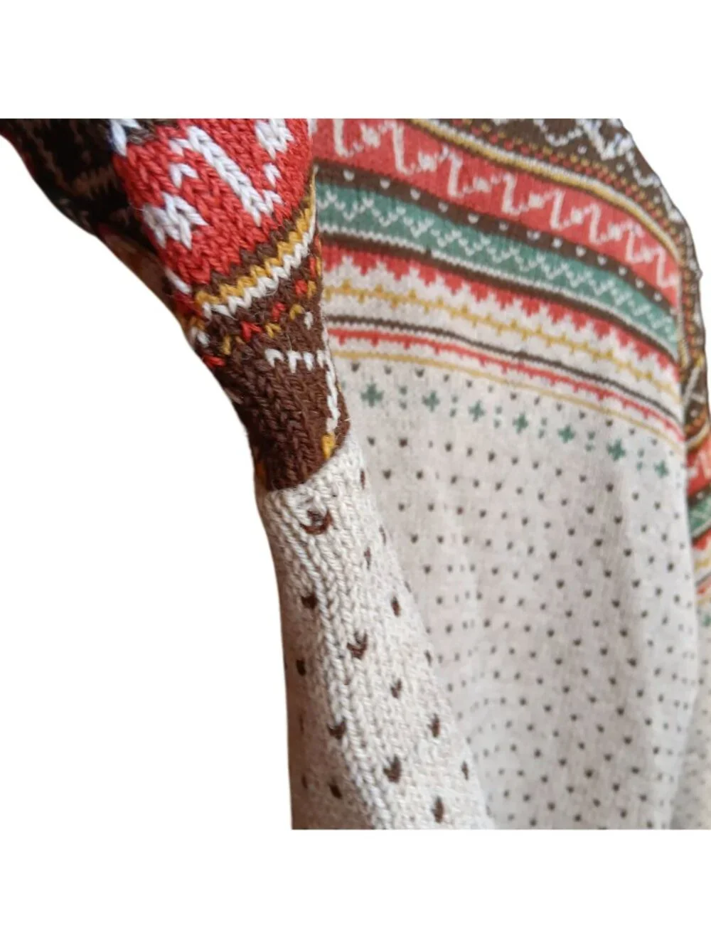 Vintage Medium Cardigan Sweater 1950's Nordic Fair Isle Wool Norwegian Knit